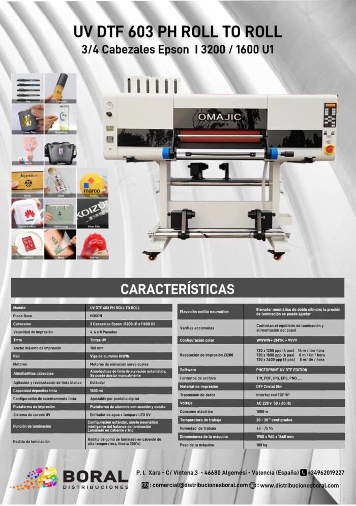 IMPRESORA UV DTF  60 3 cm - 3 cabezales Epson I3200U1 - Imagen 3